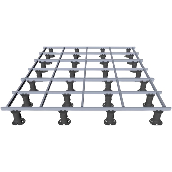 Aluminium vloersysteem met voetjes productfoto Vlonderdragers 83-133mm + aluminium frame (per m2)