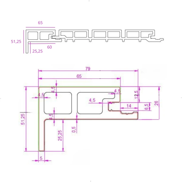 Eindprofiel Walnoot 290cm