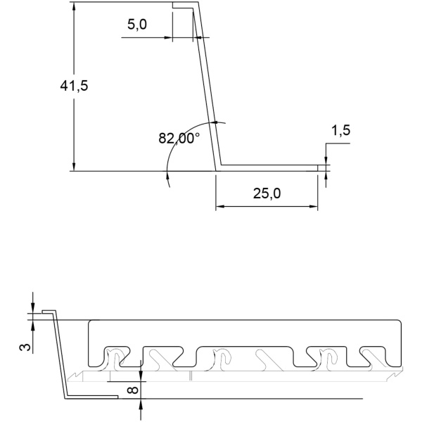 NewClick Onder-/tussenprofiel Aluminium Eiken 290cm